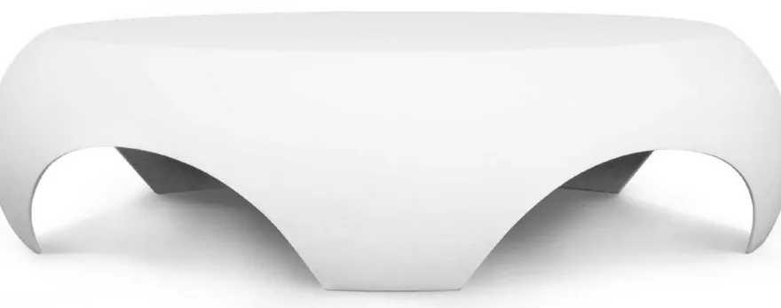 Casa Padrino Luxus Gartentisch Matt Weiß Ø 140 x H. 35 cm - Runder Wetterbeständiger Couchtisch - Garten Terrassen Tisch Möbel - Luxus Kollektion