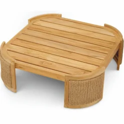 Casa Padrino Luxus Gartentisch Naturfarben 100 cm - Outdoor Garten Couchtisch