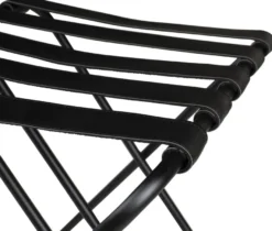Casa Padrino Luxus Gepäckablage Schwarz 55 x 44 x H. 50 cm - Zusammenklappbarer Kofferständer mit pulverbeschichtetem Stahl und Kunstleder - Hotel Accessoires