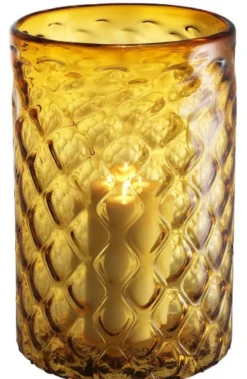 Casa Padrino Luxus Glas Kerzenleuchter Gelb Ø 27 x H. 44 cm - Hotel & Restaurant Deko Accessoires