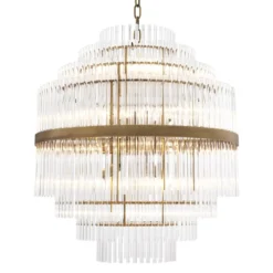 Casa Padrino Luxus Glas Kronleuchter Gold ø 60 x H. 62 cm - Hotel Möbel