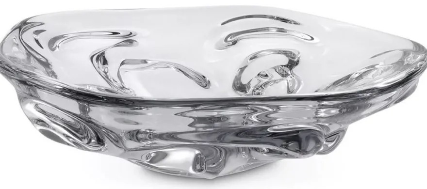 Casa Padrino Luxus Glasschale Ø 27,5 x H. 7 cm - Mundgeblasene Deko Glas Obstschale - Glas Deko Accessoirs - Luxus Kollektion