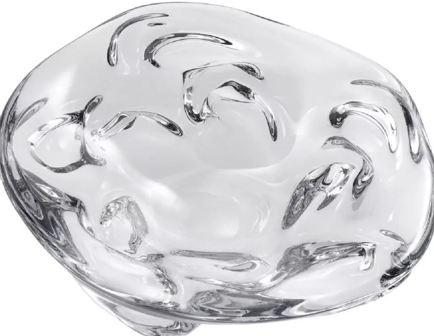 Casa Padrino Luxus Glasschale Ø 27,5 x H. 7 cm - Mundgeblasene Deko Glas Obstschale - Glas Deko Accessoirs - Luxus Kollektion