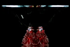 Casa Padrino Luxus Glasschale Kristallglas mit roten Rosen Ø 35.5 x H. 20 cm - Runde Obstschale - Deko Schale - Luxus Kollektion