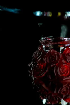 Casa Padrino Luxus Glasschale Kristallglas mit roten Rosen Ø 35.5 x H. 20 cm - Runde Obstschale - Deko Schale - Luxus Kollektion