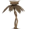 Casa Padrino Luxus Glasschale mit Messing Palmen Ständer und Granitsockel Vintage Messing /Schwarz Ø 33,5 x H. 50,5 cm - Hotel & Restaurant Accessoires