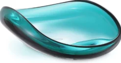Casa Padrino Luxus Glasschale Türkis 42 x 28 x H. 12,5 cm - Mundgeblasene Deko Glas Obstschale - Glas Deko Accessoirs - Luxus Kollektion