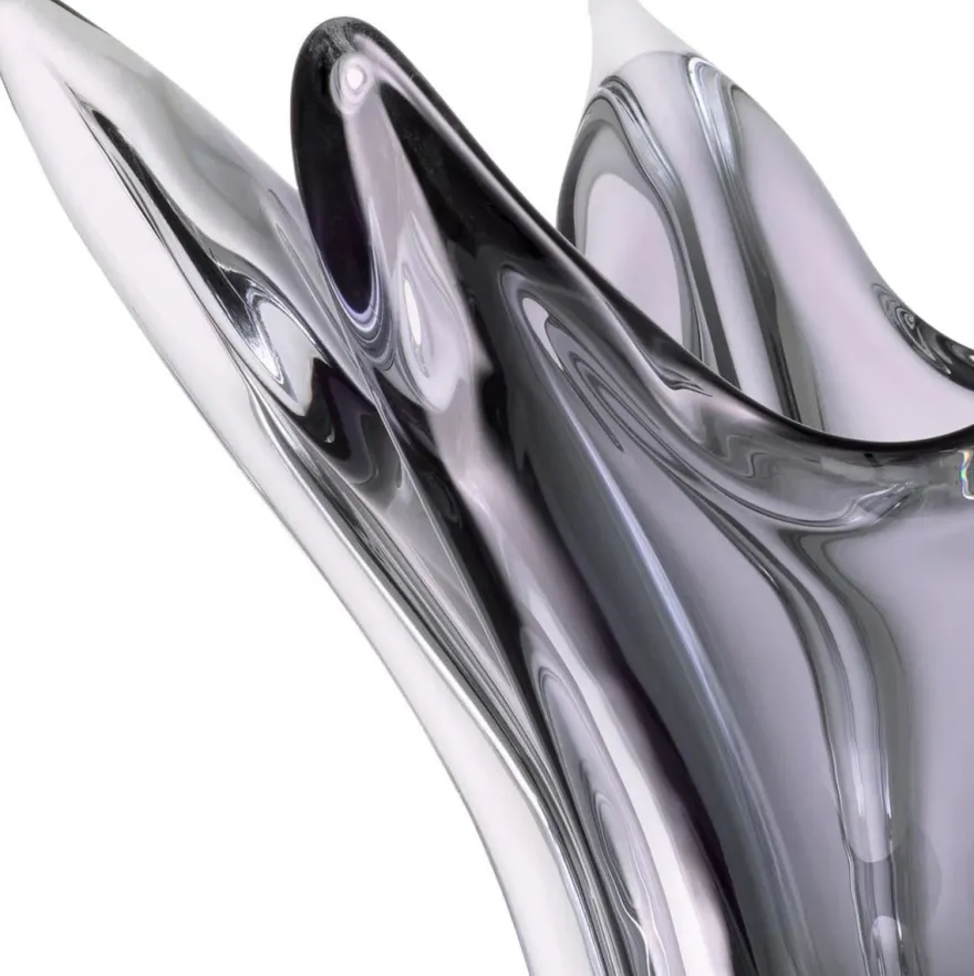 Casa Padrino Luxus Glas Schüssel Grau Ø 36,5 x H. 22,5 cm - Deko Schale aus mundgeblasenem Glas - Deko Accessoires - Luxus Qualität