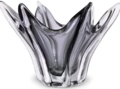 Casa Padrino Luxus Glas Schüssel Grau Ø 36,5 x H. 22,5 cm - Deko Schale aus mundgeblasenem Glas - Deko Accessoires - Luxus Qualität