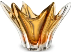 Casa Padrino Luxus Glas Schüssel Gelb Ø 36,5 x H. 22,5 cm - Deko Schale aus mundgeblasenem Glas - Deko Accessoires - Luxus Qualität