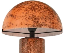 Casa Padrino Luxus Glas Tischleuchte Orange / Braun H. 36 cm - Runde Schreibtischleuchte