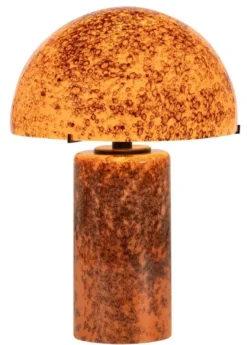 Casa Padrino Luxus Glas Tischleuchte Orange / Braun H. 36 cm - Runde Schreibtischleuchte