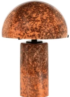 Casa Padrino Luxus Glas Tischleuchte Orange / Braun H. 36 cm - Runde Schreibtischleuchte