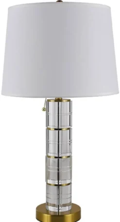 Casa Padrino Luxus Glas Tischleuchte Gold / Weiß Ø 40 x H. 66 cm