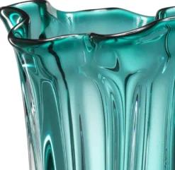 Casa Padrino Luxus Glas Vase / Blumenvase Türkis Ø 19 x H. 34 cm - Deko Accessoires