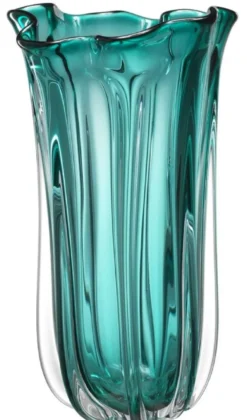 Casa Padrino Luxus Glas Vase / Blumenvase Türkis Ø 19 x H. 34 cm - Deko Accessoires