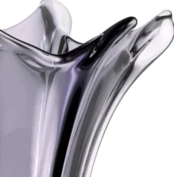 Casa Padrino Luxus Glas Vase Grau Ø 32 x H. 35 cm - Mundgeblasene Blumenvase - Deko Blumenvase - Deko Accessoires - Deko Glas Vasen - Luxus Accessoires