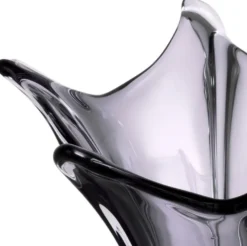 Casa Padrino Luxus Glas Vase Grau Ø 32 x H. 35 cm - Mundgeblasene Blumenvase - Deko Blumenvase - Deko Accessoires - Deko Glas Vasen - Luxus Accessoires