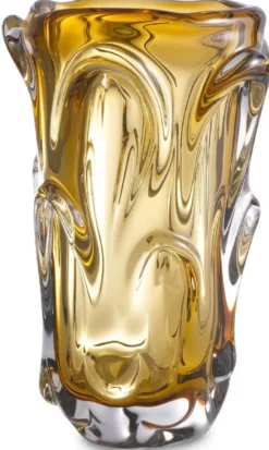 Casa Padrino Luxus Glas Vase Gelb Ø 20 x H. 31 cm - Moderne Deko Blumenvase - Deko Accessoires - Luxus Kollektion