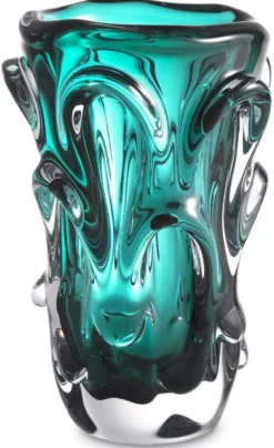 Casa Padrino Luxus Glas Vase Türkis Ø 20 x H. 31 cm - Moderne Deko Blumenvase - Deko Accessoires - Luxus Kollektion