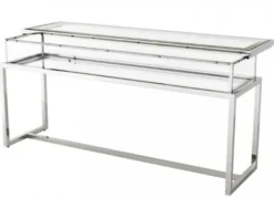 Casa Padrino Luxus Glas Vitrine Edelstahl Poliert Silber B 160 x T 45 x H 77 cm - Art Deco Konsole und Ladeneinrichtung
