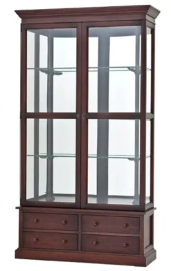 Casa Padrino Luxus Glasvitrine im englischen Antik Stil, Eichenholz in English Oak Finish, H 240 cm B 130 cm T 45 cm
