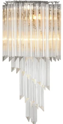 Casa Padrino Luxus Glas Wandleuchte Silber / klares Glas 30 x 14,5 x H. 64,5 cm - Wohnzimmer Leuchte - Luxus Qualität