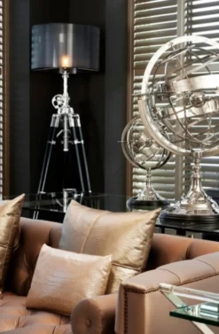 Casa Padrino Luxus Globus im Art Deco Stil - Edelstahl mit Nickel Finish - Silber - Höhe: 52 cm