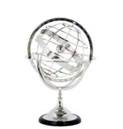 Casa Padrino Luxus Globus im Art Deco Stil - Edelstahl mit Nickel Finish - Silber - Höhe: 52 cm