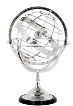 Casa Padrino Luxus Globus im Art Deco Stil Nickel Finish Silber Höhe 29 cm - Edle Tischdekoration