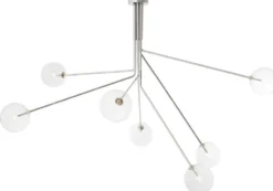 Casa Padrino Luxus Halogen Kronleuchter Silber 192 x 192 x H. 85 cm - Moderner dimmbarer Kronleuchter mit runden Glas Lampenschirmen - Luxus Kollektion