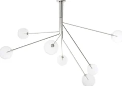 Casa Padrino Luxus Halogen Kronleuchter Silber 192 x 192 x H. 85 cm - Moderner dimmbarer Kronleuchter mit runden Glas Lampenschirmen - Luxus Kollektion