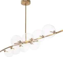 Casa Padrino Luxus Halogen Kronleuchter Antik Messing 177 x 56 x H. 88,5 cm - Wohnzimmer Kronleuchter mit runden Glas Lampenschirmen - Hotel Kronleuchter - Restaurant Kronleuchter