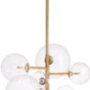 Casa Padrino Luxus Halogen Kronleuchter Antik Messingfarben 26 x 26 x H. 71 cm - Moderner Kronleuchter mit runden Glas Lampenschirmen - Luxus Kollektion