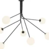 Casa Padrino Luxus Halogen Kronleuchter Bronzefarben / Weiß 192 x 192 x H. 85 cm - Moderner dimmbarer Kronleuchter mit runden Glas Lampenschirmen - Luxus Kollektion
