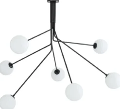 Casa Padrino Luxus Halogen Kronleuchter Bronzefarben / Weiß 192 x 192 x H. 85 cm - Moderner dimmbarer Kronleuchter mit runden Glas Lampenschirmen - Luxus Kollektion