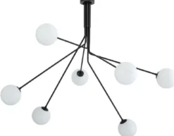 Casa Padrino Luxus Halogen Kronleuchter Bronzefarben / Weiß 192 x 192 x H. 85 cm - Moderner dimmbarer Kronleuchter mit runden Glas Lampenschirmen - Luxus Kollektion