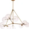 Casa Padrino Luxus Halogen Kronleuchter Antik Messing Ø 140 x H. 90 cm - Wohnzimmer Kronleuchter mit runden Glas Lampenschirmen - Hotel Kronleuchter - Restaurant Kronleuchter - Luxus Qualität