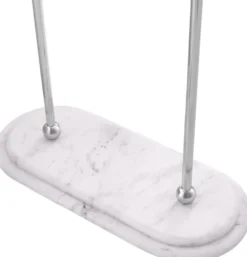 Casa Padrino Luxus Handtuchhalter Silber / Weiß 50 x 22 x H. 159 cm - Luxus Badezimmer Accessoires