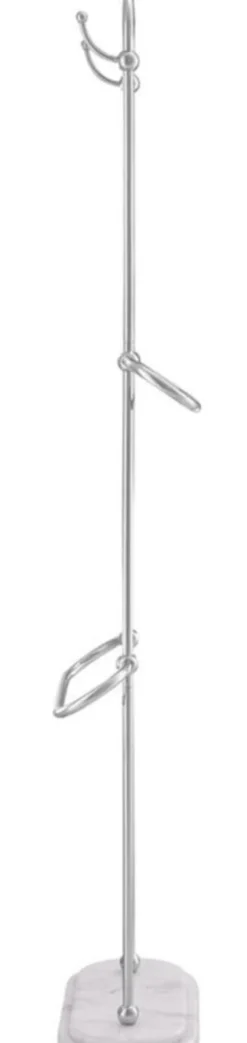 Casa Padrino Luxus Handtuchhalter Silber / Weiß 50 x 22 x H. 159 cm - Luxus Badezimmer Accessoires