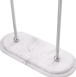 Casa Padrino Luxus Handtuchhalter Silber / Weiß 50 x 22 x H. 91 cm - Luxus Badezimmer Accessoires