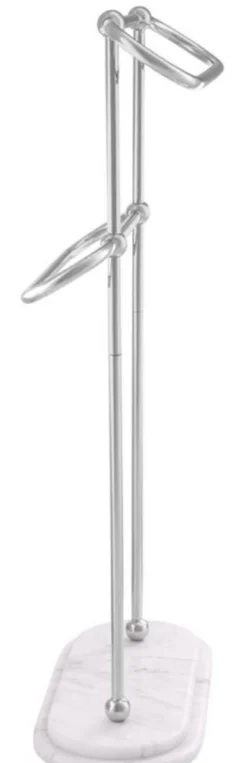 Casa Padrino Luxus Handtuchhalter Silber / Weiß 50 x 22 x H. 91 cm - Luxus Badezimmer Accessoires