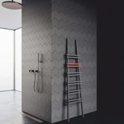 Casa Padrino Luxus Handtuchwärmer Grau / Rot H. 200 cm - Badezimmer Zubehör