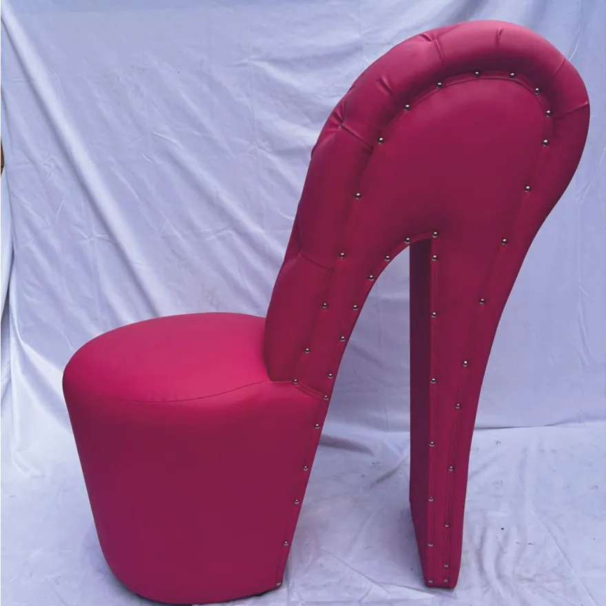 Casa Padrino Luxus High Heel Kunstleder Sessel mit Glitzersteinen Pink H. 100 cm