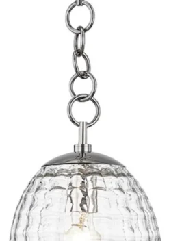 Casa Padrino Luxus Hängeleuchte Silber Ø 21,6 x H. 55,9 cm - Pendelleuchte mit eiförmigen Glas Lampenschirm - Wohnzimmer Lampe