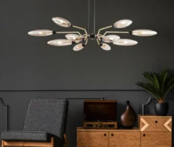 Casa Padrino Luxus Hängeleuchte Mattgold / Schwarz Ø 127 x H. 17,5 cm - Moderne Pendelleuchte