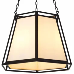Casa Padrino Luxus Hängeleuchte Schwarz / Creme H. 120,5 cm - Luxus Leuchten