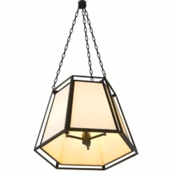 Casa Padrino Luxus Hängeleuchte Schwarz / Creme H. 120,5 cm - Luxus Leuchten