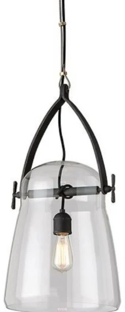 Casa Padrino Luxus Hängeleuchte Schwarz Ø 30,5 x H. 61 cm - Pendelleuchte mit rundem Glas Lampenschirm