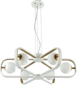 Casa Padrino Luxus Hängeleuchte Weiß / Gold Ø 65 x H. 20 cm - Luxus Kollektion